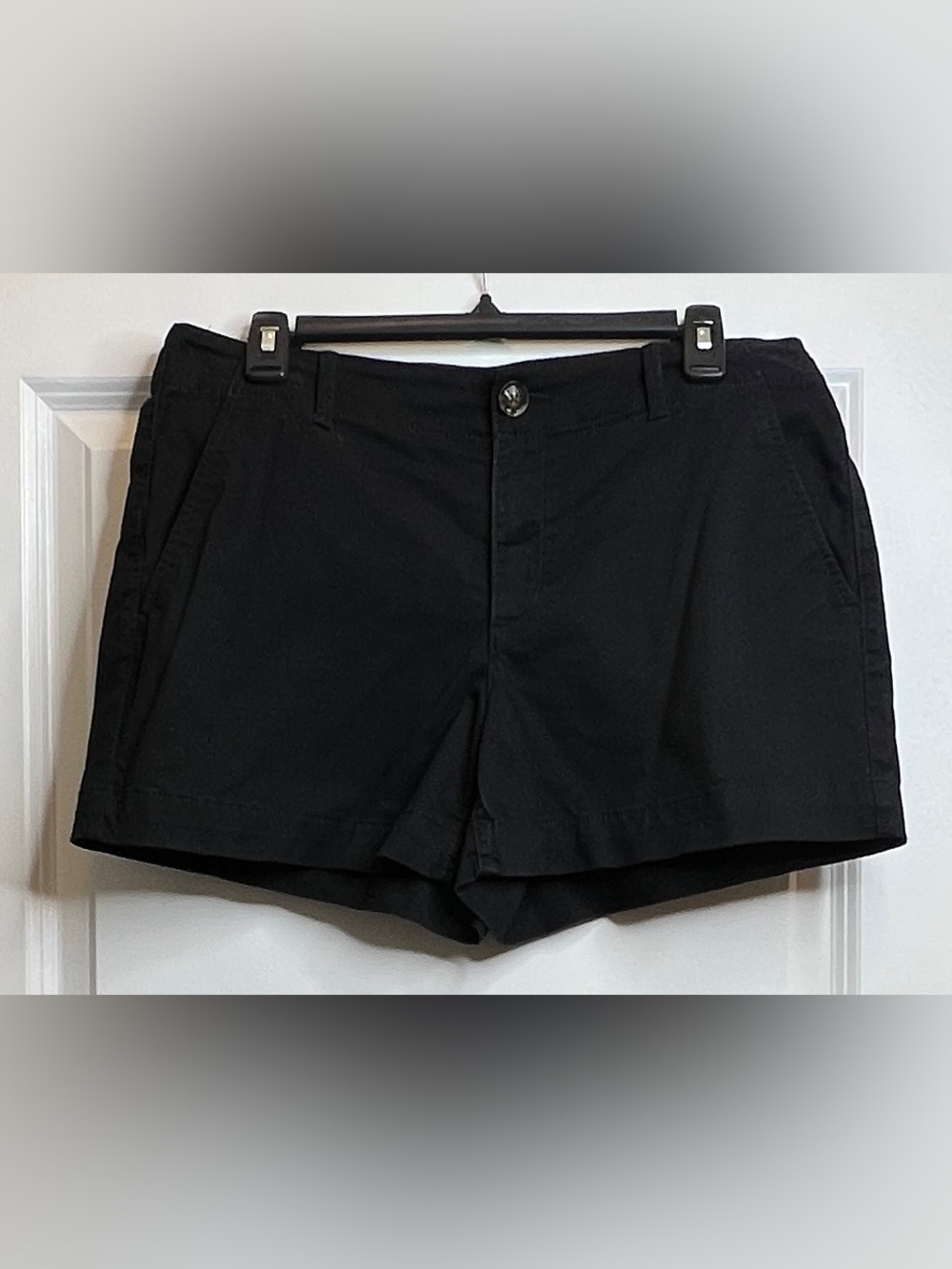 LOFT The Monroe 4" Shorts Size 6 Black Stretch Cotton Chino Flat Front